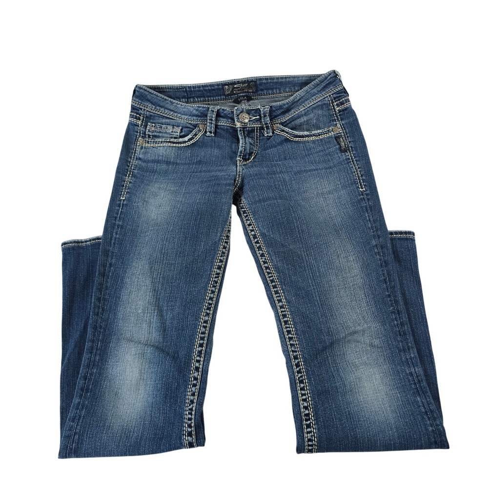Silver Jeans Co Lola Bootcut Jeans Medium Wash W29 L33 Contrast Stitch‎ Low Rise